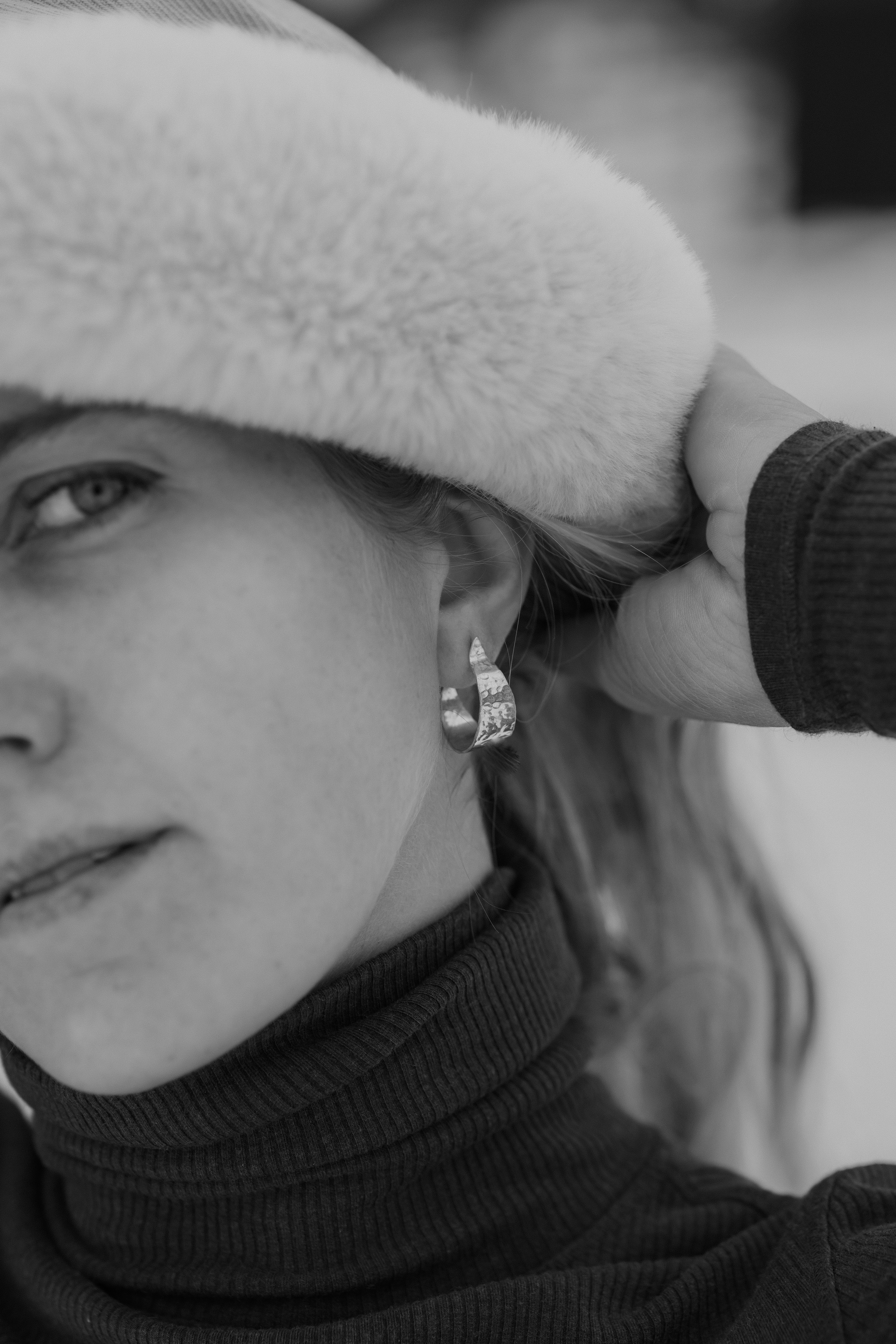 Hammered Sterling Hoops