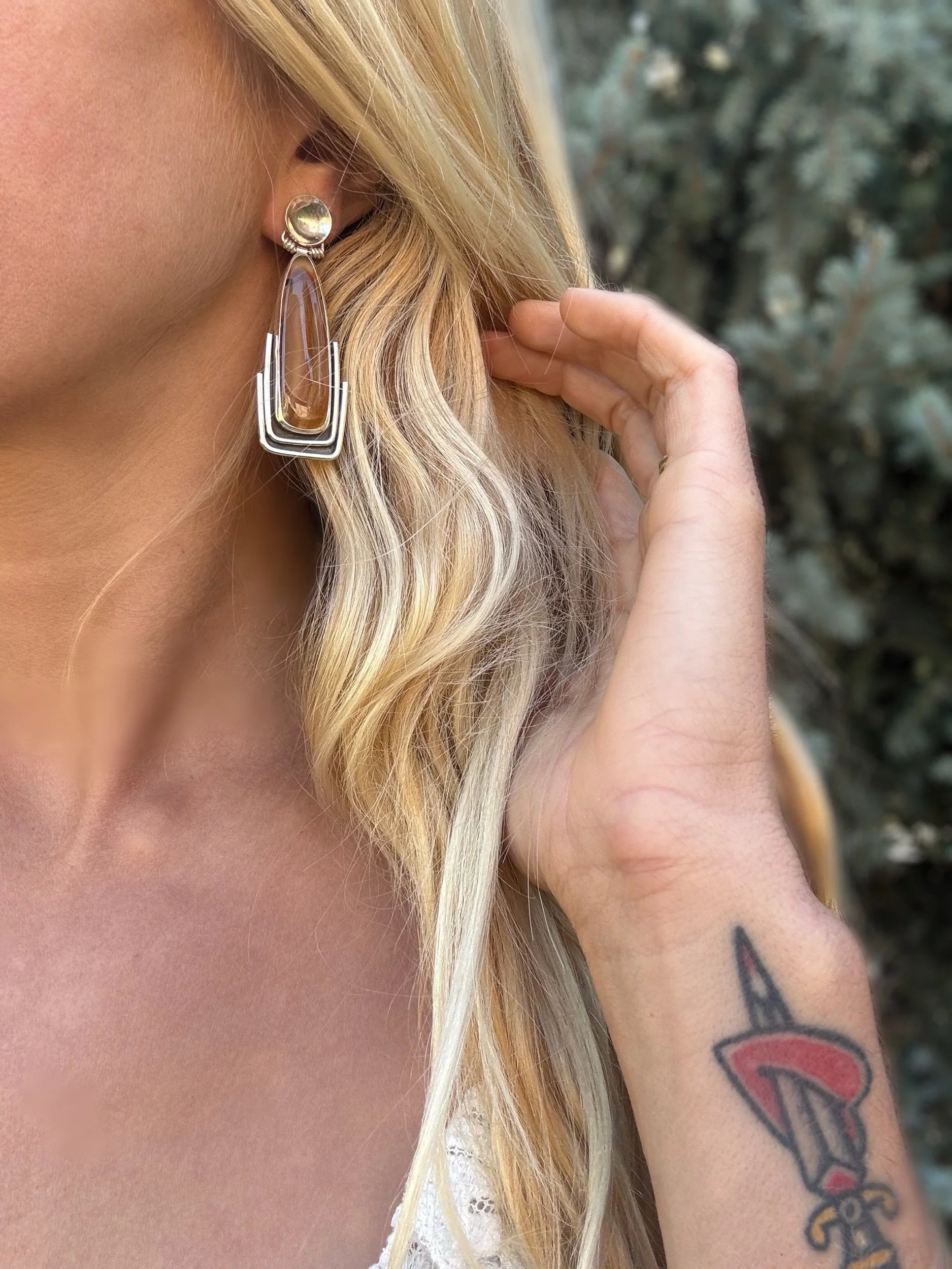 Stone & Silver Earrings