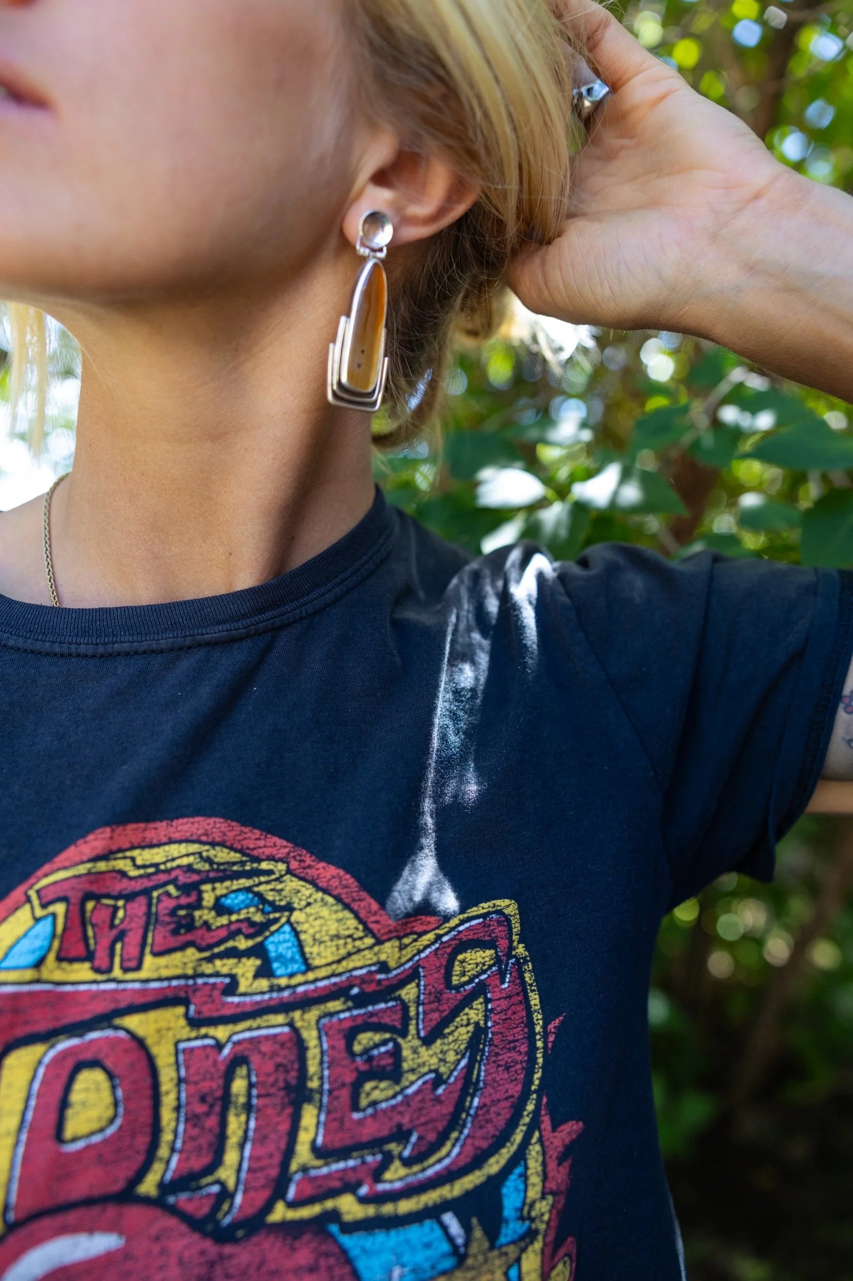 Stone & Silver Earrings