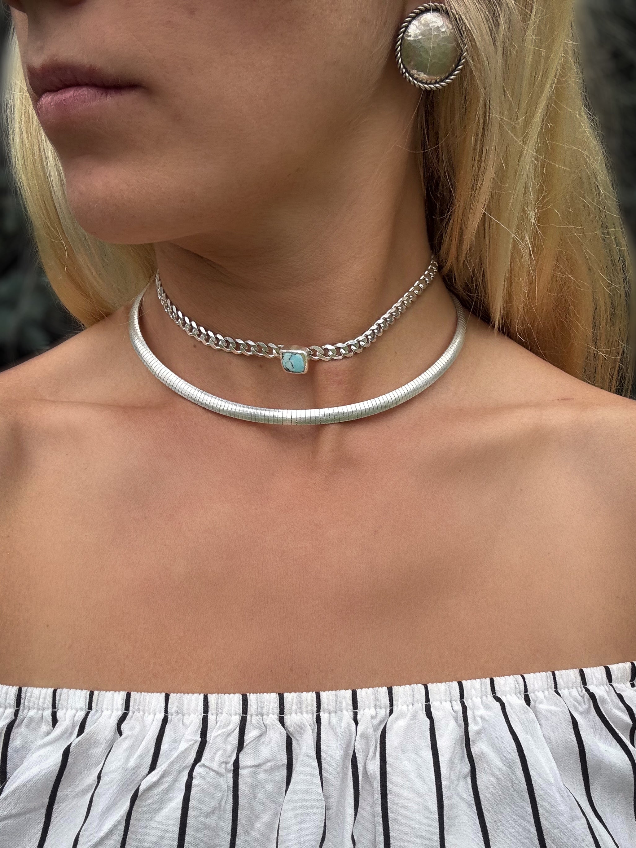 Baby Blue Curb Chain Choker