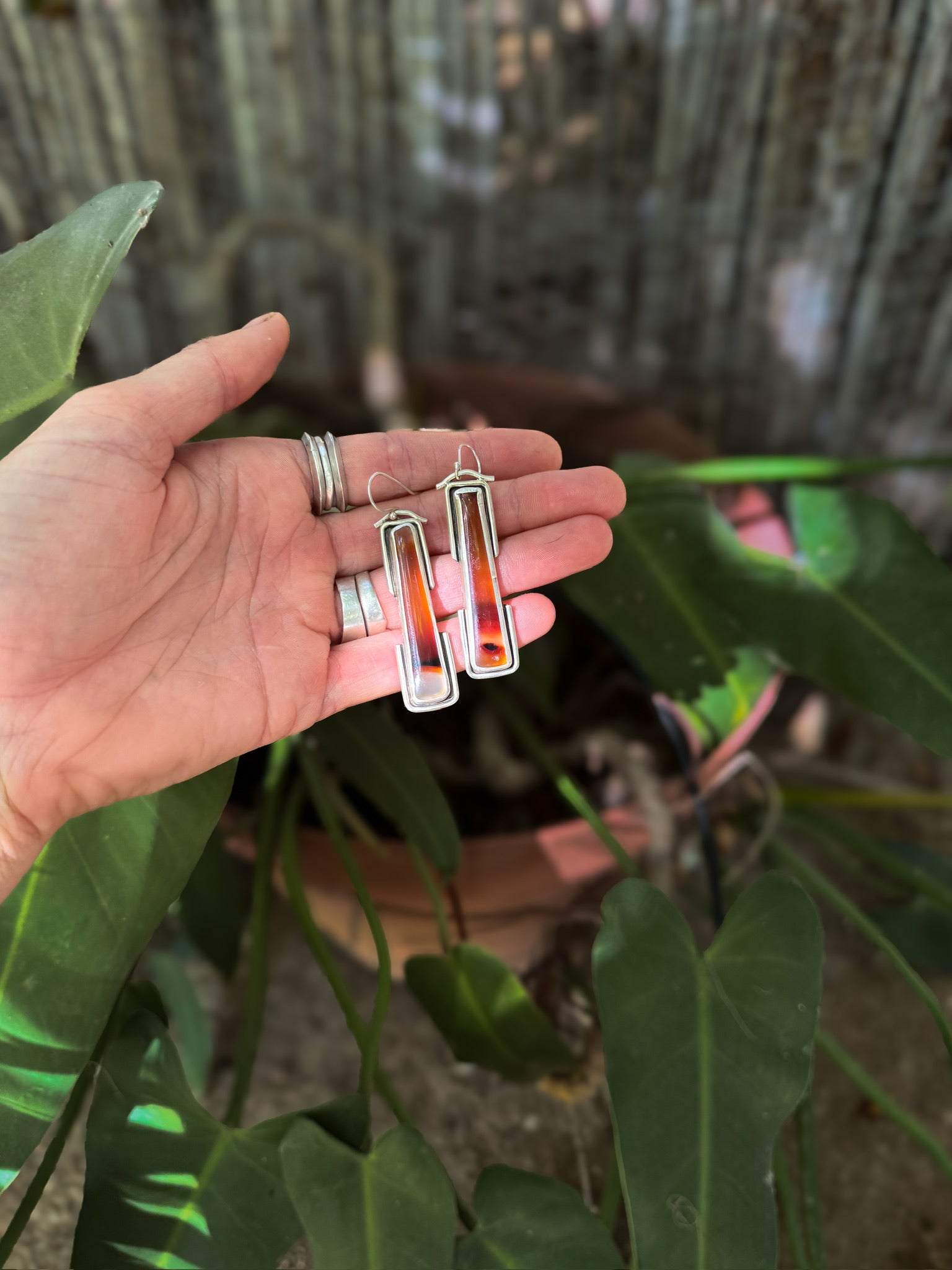 Silver Frame Earrings