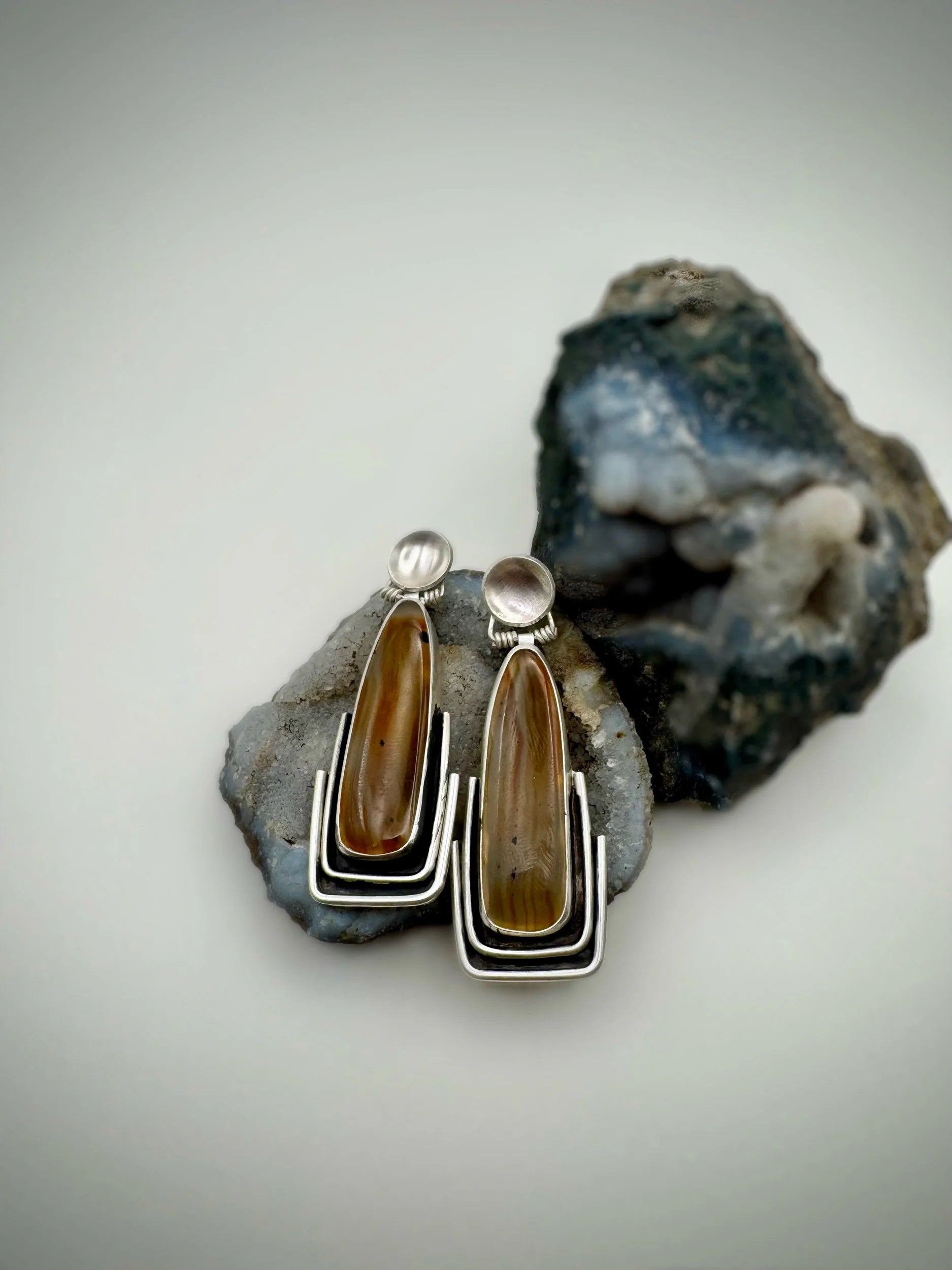Stone & Silver Earrings