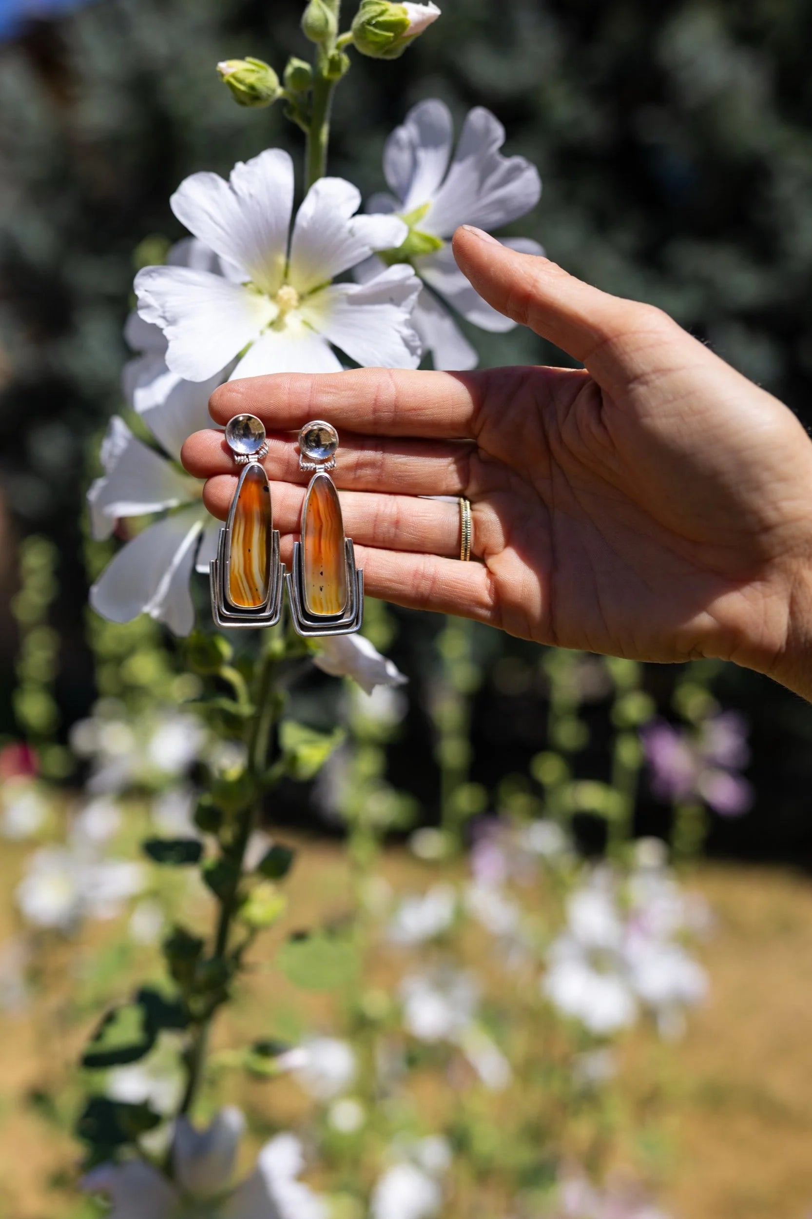 Stone & Silver Earrings